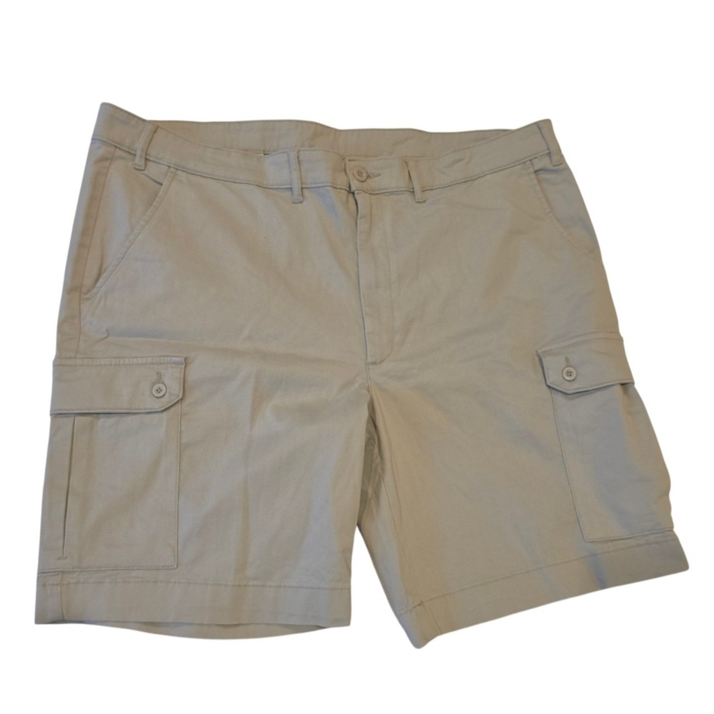 St Johns Bay Mens Cargo Shorts Tan Khaki Cotton Stretch Utility 48 Reg